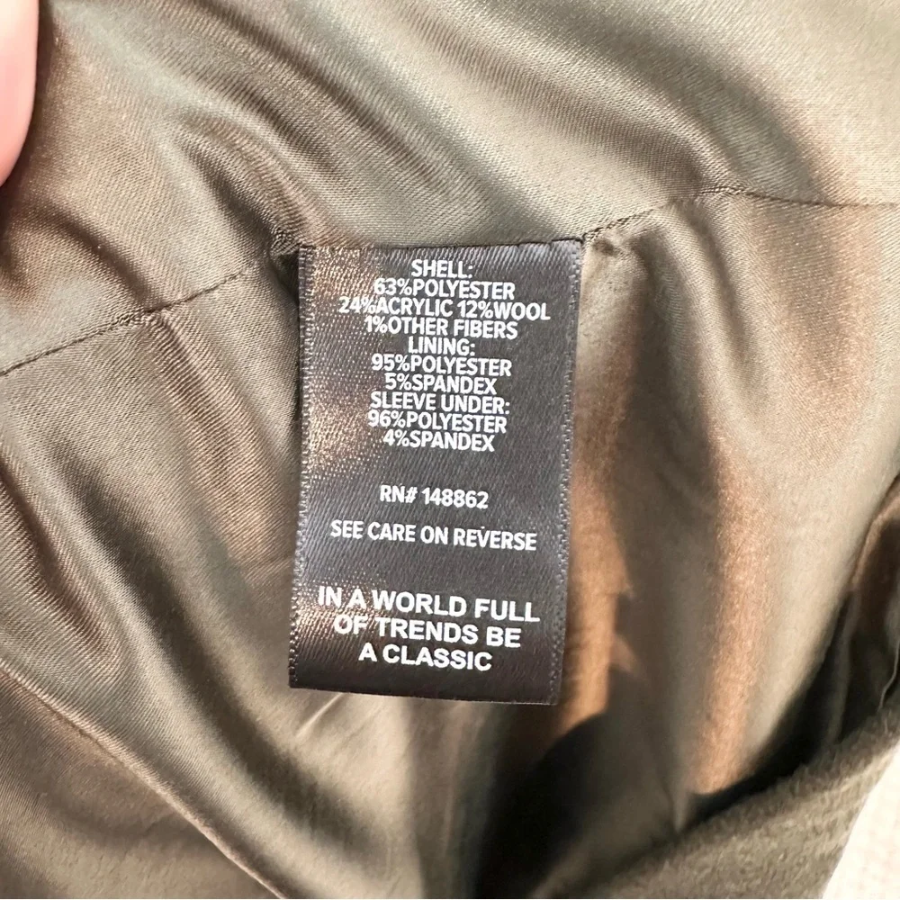 Torrid Olive Wool Military Fit Flare Trench Coat Size 4 - Picture 11 of 11